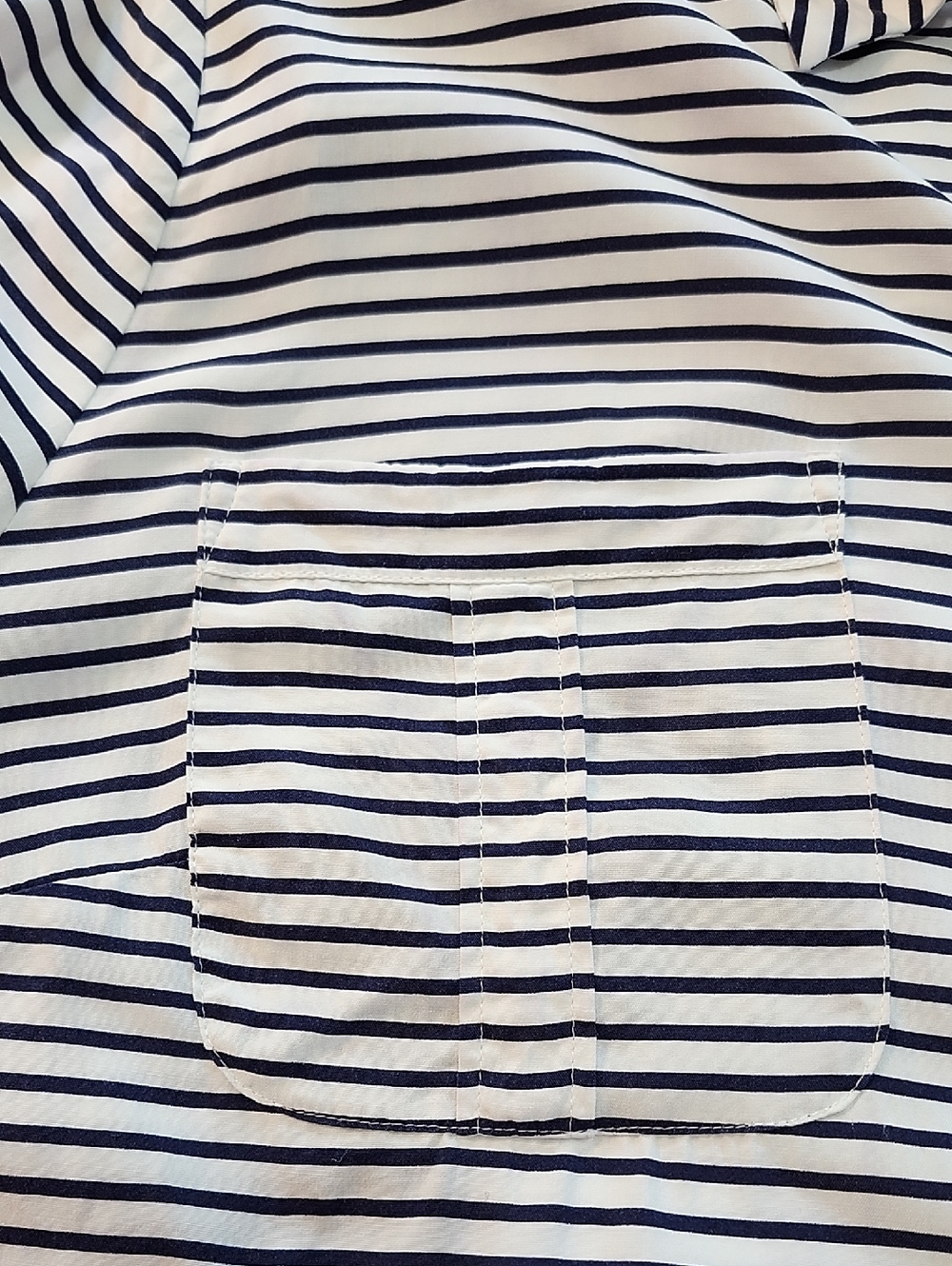 Chicos Size 3 Horizontal Striped Short Sleeve Blouse Navy & White - Picture 5 of 9